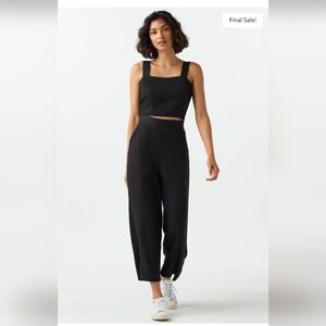 Discontinued VETTA Two Piece Apron Jumpsuit in black, size 0/xs